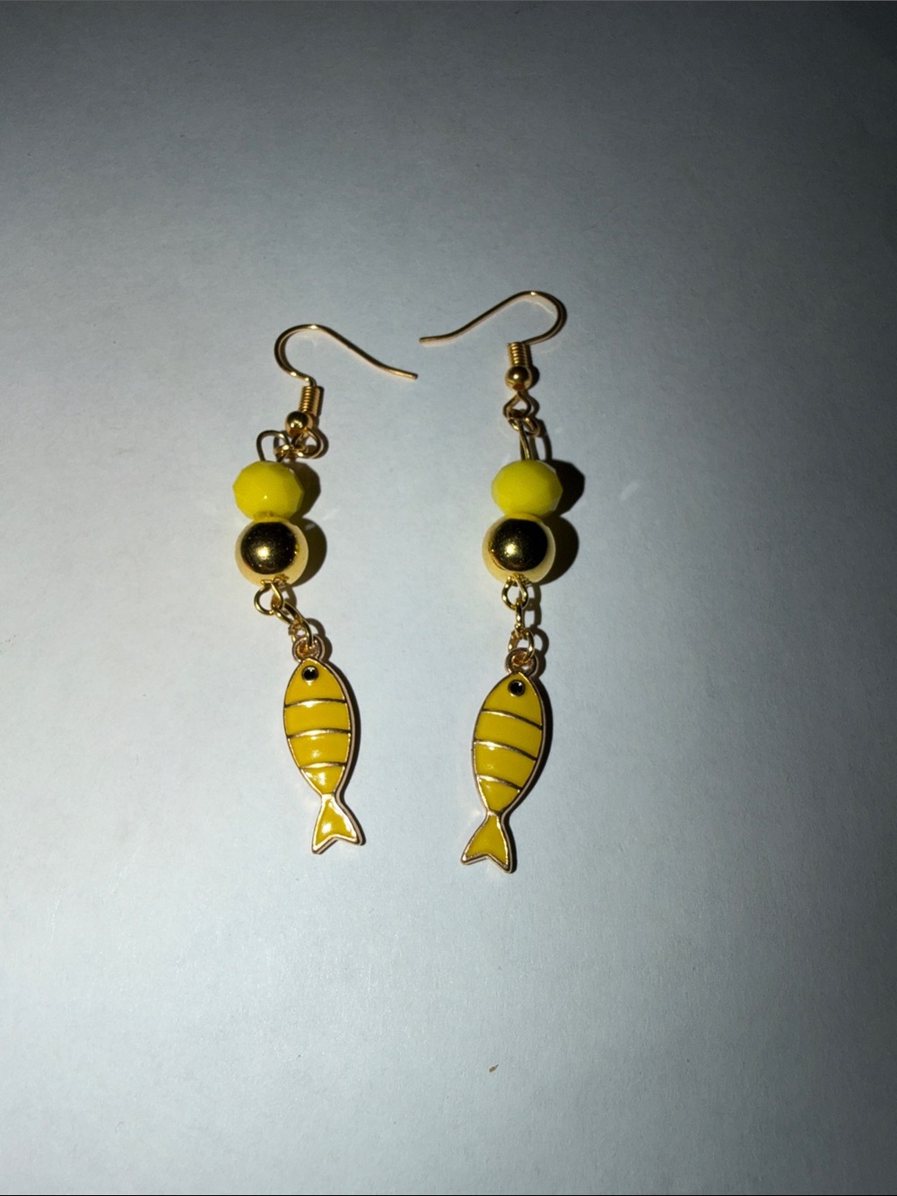 Yellow Fish Dangle Earrings - Gold Accent by Sassy Charmer